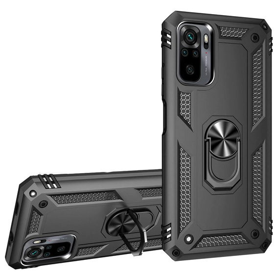 Husă blindată pentru Xiaomi Redmi Note 10/10S, Nox Case Ring, negru