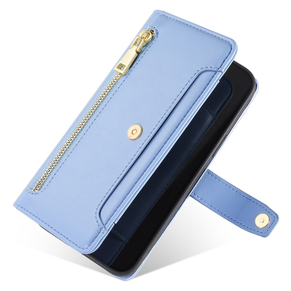 Cu clapetă pentru Oppo Reno 11F 5G, Wallet Zipper Pocket, albastru