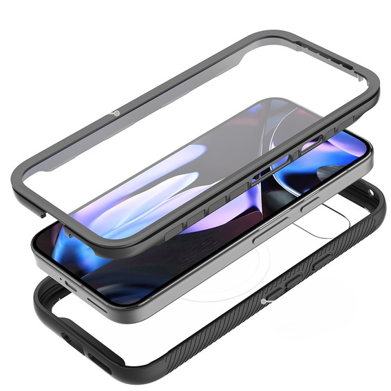 Carcasă pentru Google Pixel 9a, Shockproof, cu folie pentru ecran, pentru MagSafe, negru
