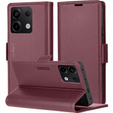 Husă pentru Xiaomi Redmi Note 13 5G, ERBORD Glossy Litchi, portofel cu clapetă, roșu