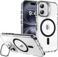 Husă pentru iPhone 17, pentru MagSafe, cu suport, transparentă cu inserții negre