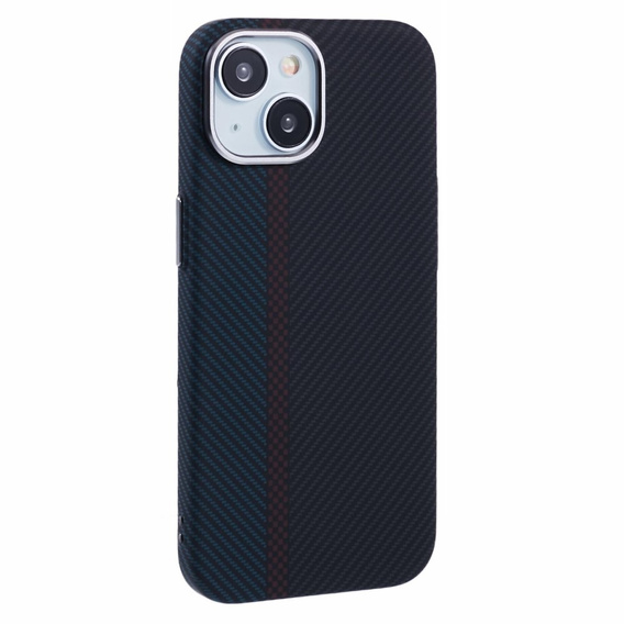 Carcasa pentru iPhone 14, Carbon Fiber MagSafe, negru / albastru