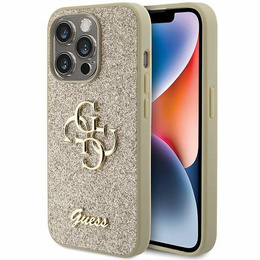 Husă GUESS cu logo 4G mare și sclipici fixat pentru iPhone 15 Pro