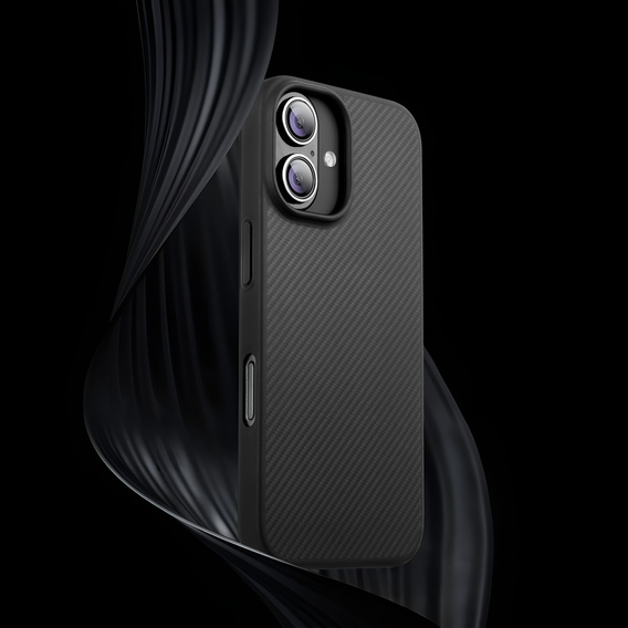 Husă pentru iPhone 16, Aramid Fiber Cover, negru