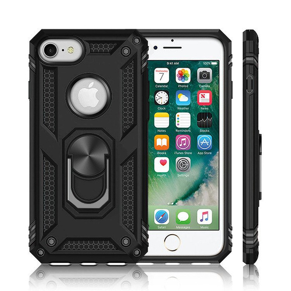 Husă blindată pentru iPhone 6/6S/7/8/SE 2020/SE 2022, Nox Case Ring, negru