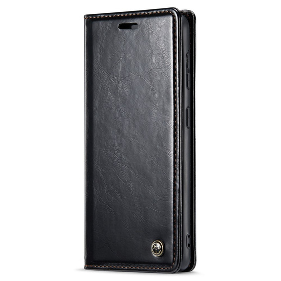 Carcasă flip CASEME pentru Samsung Galaxy S21 FE, Waxy Textured, negru