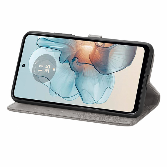 Cu clapetă pentru Motorola Moto G24 / G24 Power / G04, Mandala, gri