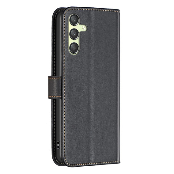 Cu clapetă pentru Samsung Galaxy A25 5G, BINFEN Wallet, negru + sticlă 9H