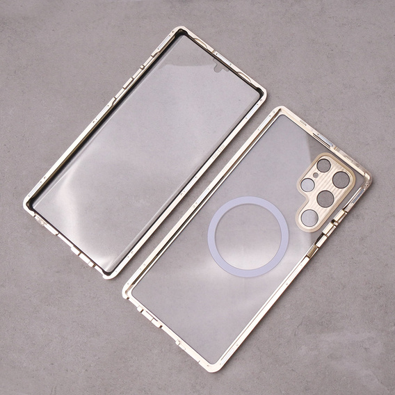 Carcasa Magnetic Dual Glass MagSafe pentru Samsung Galaxy S22 Ultra, de aur