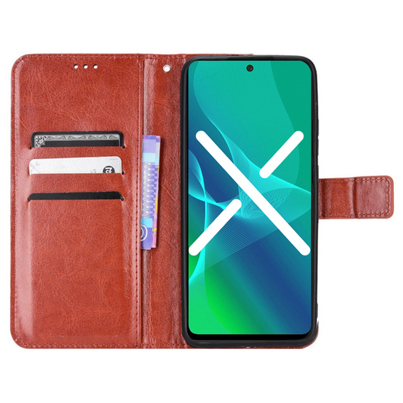 Cu clapetă pentru Realme GT Master, Crazy Horse Wallet, maro
