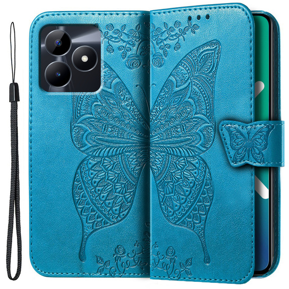 Cu clapetă pentru Realme C51, Butterfly, albastru