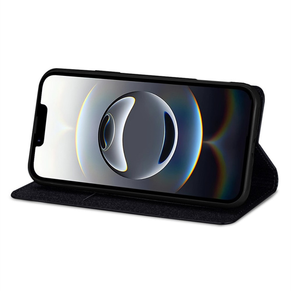 Carcasa flip pentru iPhone 16E, Card Slot Glittery, negru