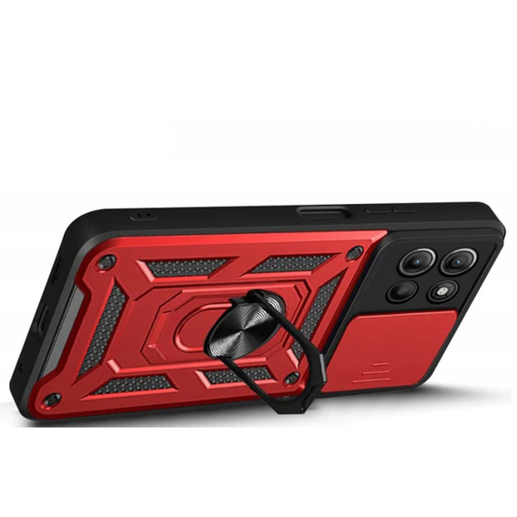 Husă blindată pentru Motorola Moto G15 / Motorola Moto G15 Power, CamShield Slide, roșu