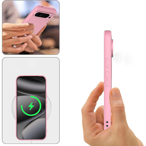 Manșon din silicon pentru Google Pixel 10 / 10 Pro, pentru MagSafe, roz