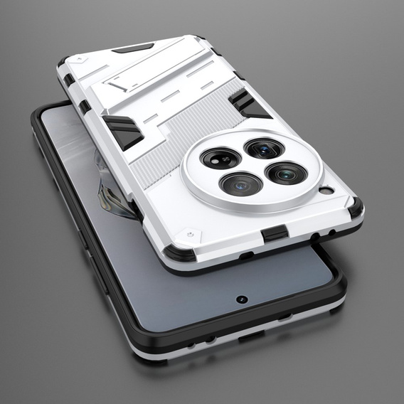 Husa pentru OnePlus 12 5G, Military kickstand, alb