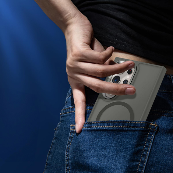 Husă pentru Samsung Galaxy S25 Ultra, Kickstand Matt Case, pentru MagSafe, gri + Sticlă ecran