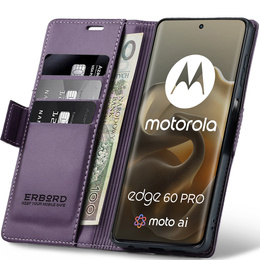 ERBORD Portofel Glossy Litchi cu clapetă pentru Motorola Edge 60 Pro