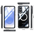 Husă pentru Samsung Galaxy S25 Edge, Shockproof, cu sticlă, pentru MagSafe, negru