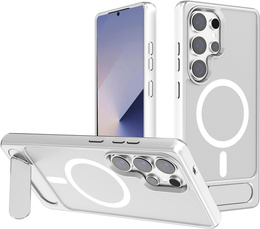 Husă pentru Samsung Galaxy S25 Ultra, Kickstand Matt Case, pentru MagSafe, de argint