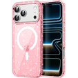 Husă pentru iPhone 17 Pro, pentru MagSafe, glitter, roz transparent