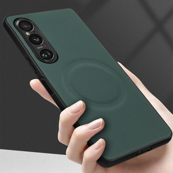 Huse pentru Sony Xperia 1 VI, Leather Hybrid MagSafe, verde