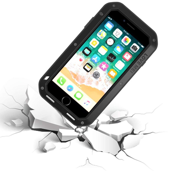 Love Mei Huse pentru iPhone 8 Plus / 7 Plus, armored with glass, negru
