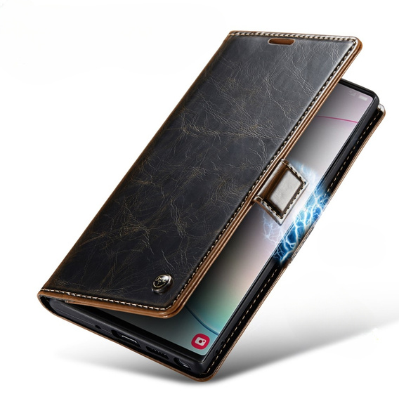 Carcasă flip CASEME pentru Samsung Galaxy Note 10 Plus, Waxy Textured, cafea