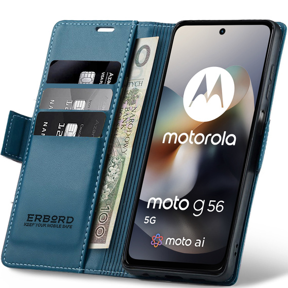 ERBORD Portofel Litchi lucios cu clapetă pentru Motorola Moto G56 5G