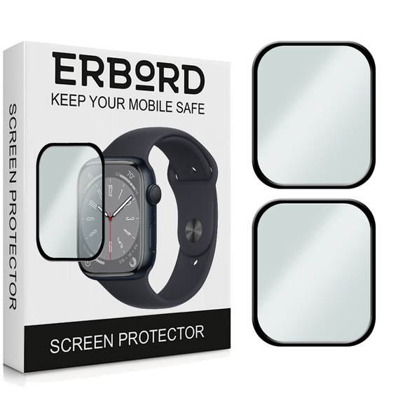 2x ERBORD Hybrid Glass pentru Apple Watch 7/8/9 45mm