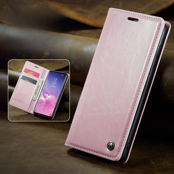 Carcasă flip CASEME pentru Samsung Galaxy S10+ Plus, Waxy Textured, roz