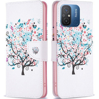 Cu clapetă pentru Xiaomi Redmi 12C, Wallet, colorful tree, alb