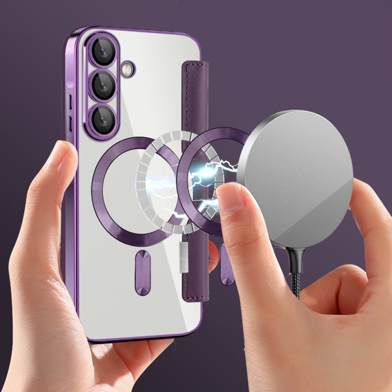 Cu clapetă pentru Samsung Galaxy A26, RFID Wallet MagSafe CamShield, violet
