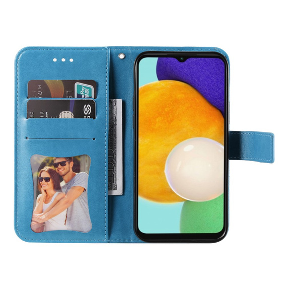 Cu clapetă pentru Samsung Galaxy A13 4G, Mandala Flower, albastru