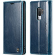 Carcasă flip CASEME pentru Samsung Galaxy S9+ Plus, Waxy Textured, albastru