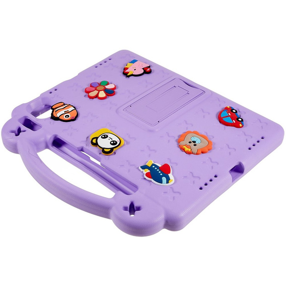 Husă pentru copii pentru Apple iPad Air 11" 6 gen. 2024, Cute Patterns, cu suport, violet
