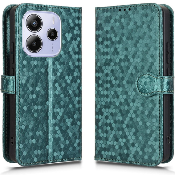 Husa cu clapetă pentru Xiaomi Redmi Note 14 4G, Wallet Rhombus, verde