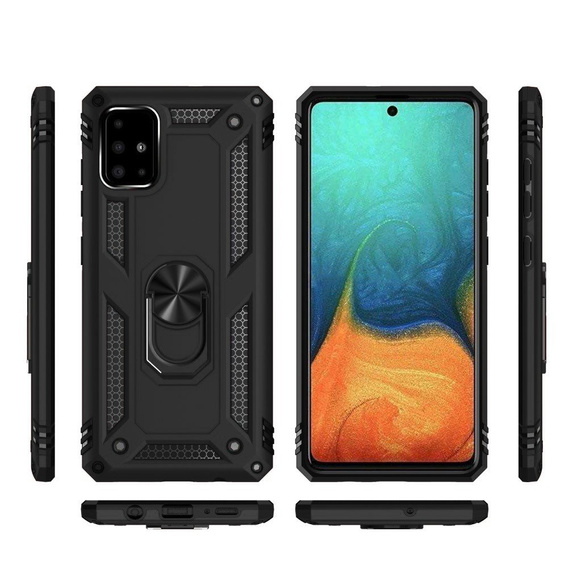 Husă blindată pentru Samsung Galaxy A51, Nox Case Ring, negru