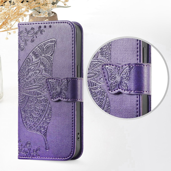 Cu clapetă pentru Xiaomi Redmi 15C 4G/LTE, Butterfly, violet
