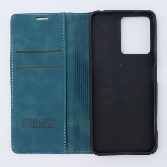 Husă pentru Xiaomi Redmi Note 12 4G, ERBORD Vintage, portofel cu clapetă, albastru