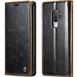 Carcasă flip CASEME pentru Samsung Galaxy S9+ Plus, Waxy Textured, cafea
