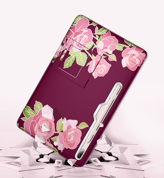 Huse pentru Samsung Galaxy Tab S7 FE, Suritch Full Body Marble, maroon