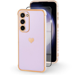 Husă pentru Samsung Galaxy S23, Electro heart, violet + Sticlă ceramică Full Glue