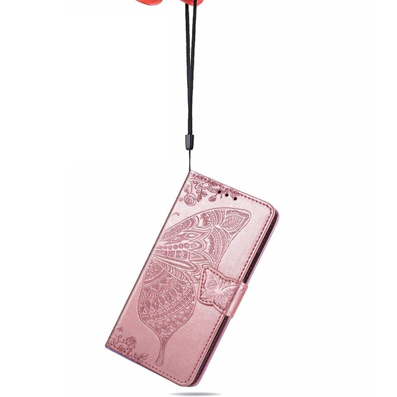 Cu clapetă pentru Infinix Hot 40i, Butterfly, roz rose gold