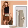 Carcasă flip pentru Samsung Galaxy M15 5G, Wallet Zipper Pocket, cu oglindă, alb