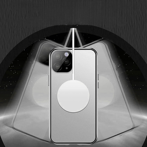 Carcasa Magnetic Dual Glass MagSafe pentru iPhone 14 Pro Max, de argint