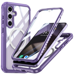 Husă pentru Samsung Galaxy S25, Shockproof, cu sticlă, pentru MagSafe, violet