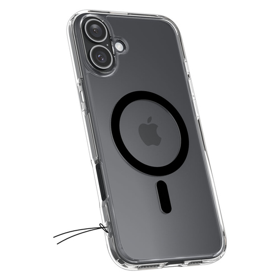 Carcasă MagSafe Spigen pentru iPhone 16 Plus, Ultra Hybrid, transparent / negru + 9H Tempered Glass