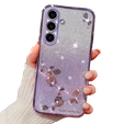 Husă pentru Samsung Galaxy A05s 4G, Glitter Flower, violet