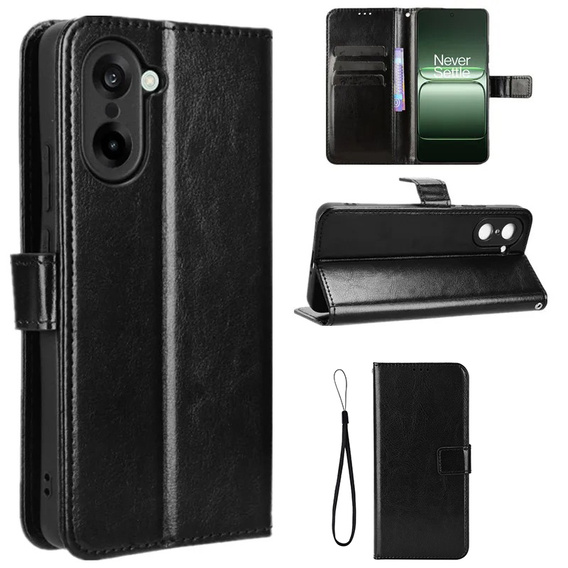 Cu clapetă pentru OnePlus Nord CE5, Crazy Horse Wallet, negru