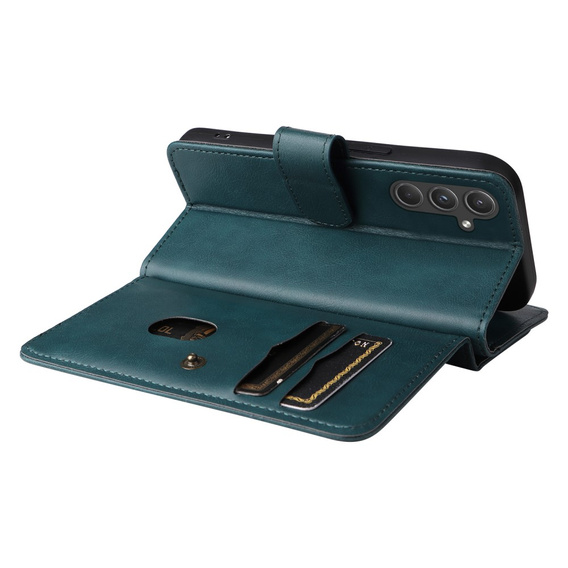 Husa cu clapetă pentru Samsung Galaxy A55 5G, 10 Card Slots Wallet, verde